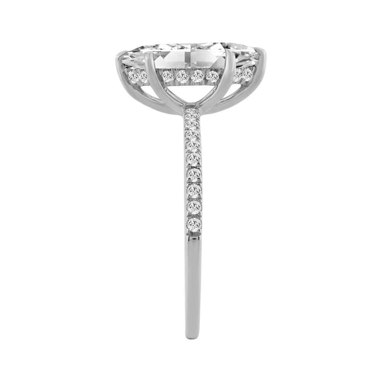 14K WHITE GOLD 1 3/4CT MARQUISE/ROUND DIAMOND LADIES RING (CENTER STONE MARQUISE DIAMOND 1 1/2CT)