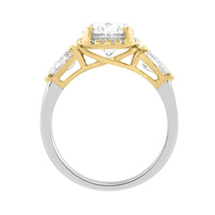 2 3/4Ct Oval Center Stone Round Diamond Three-Stone Ladies Bridal Ring With Pear Side Stones In 14K White/Yellow Gold (Color F-G -Clarity Vs1/Vs2)