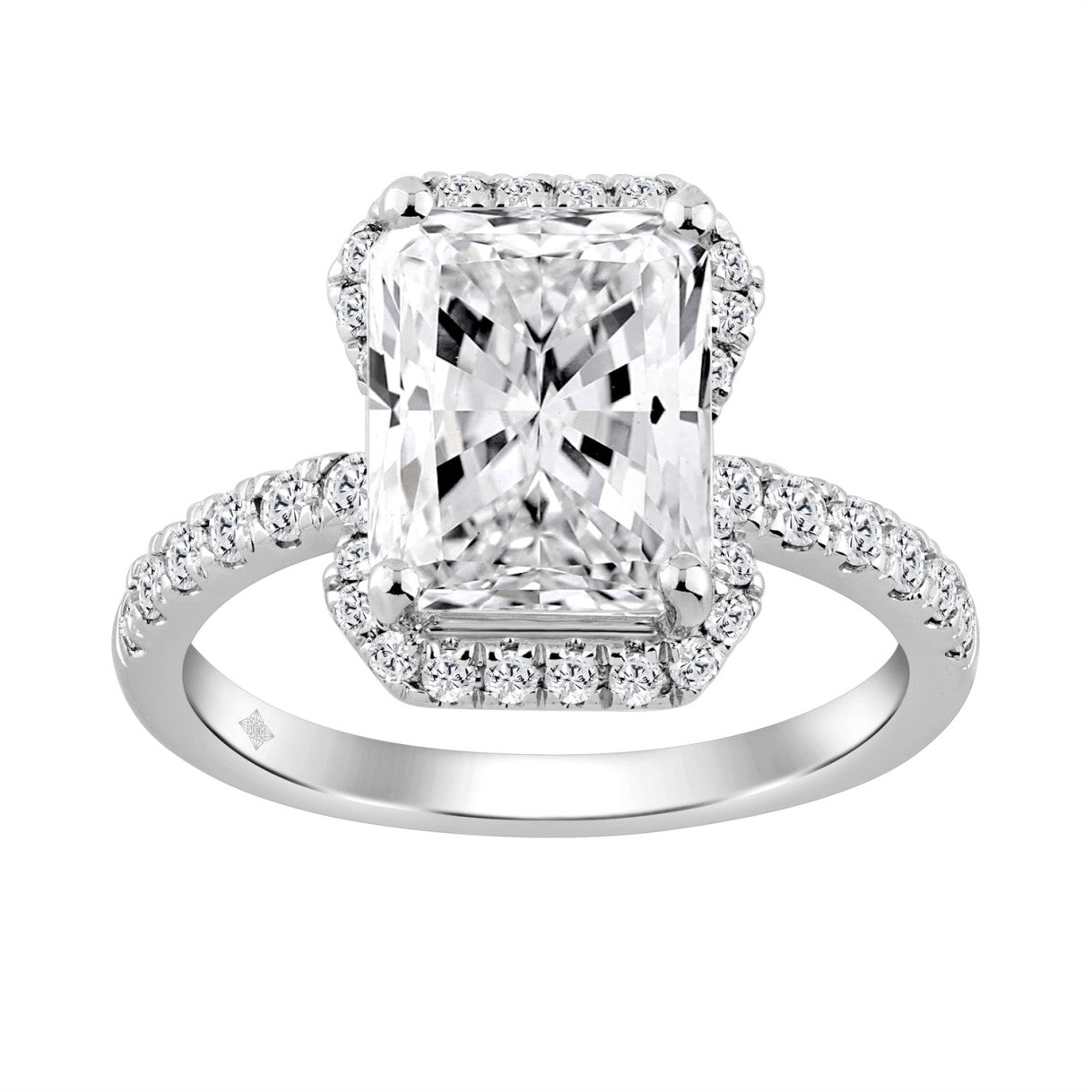 Ladies 14K White Gold Ladies Elegance-Ring 4 1/2CT Round &amp; Radiant Lab Grown Cut Diamond 4.00CT Radiant Center stone (Color F-G -Clarity VS1/VS2)
