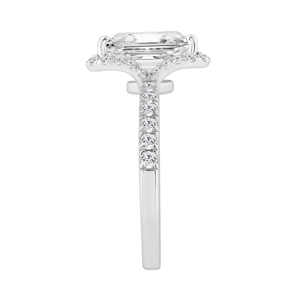 Ladies 14K White Gold Ladies Elegance-Ring 4 1/2CT Round &amp; Radiant Lab Grown Cut Diamond 4.00CT Radiant Center stone (Color F-G -Clarity VS1/VS2)