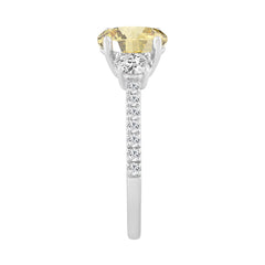 Ladies 14K White Gold 1 1/2CT Round/Oval Lab-Grown Diamond Ladies Fashion Ring 1.00CT Yellow Oval Center stone (Color F-G -Clarity VS1/VS2)
