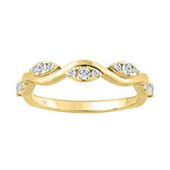 10K Yellow Gold 1/4Ct Round Lab-Grown Diamond Emori Wavy Krissy Ladies Fashion Ring (Color F-G -Clarity Vs1/Vs2)