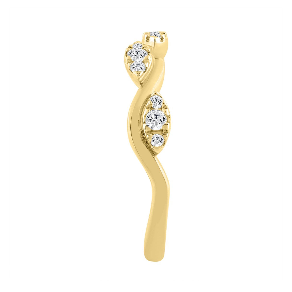 10K Yellow Gold 1/4Ct Round Lab-Grown Diamond Emori Wavy Krissy Ladies Fashion Ring (Color F-G -Clarity Vs1/Vs2)