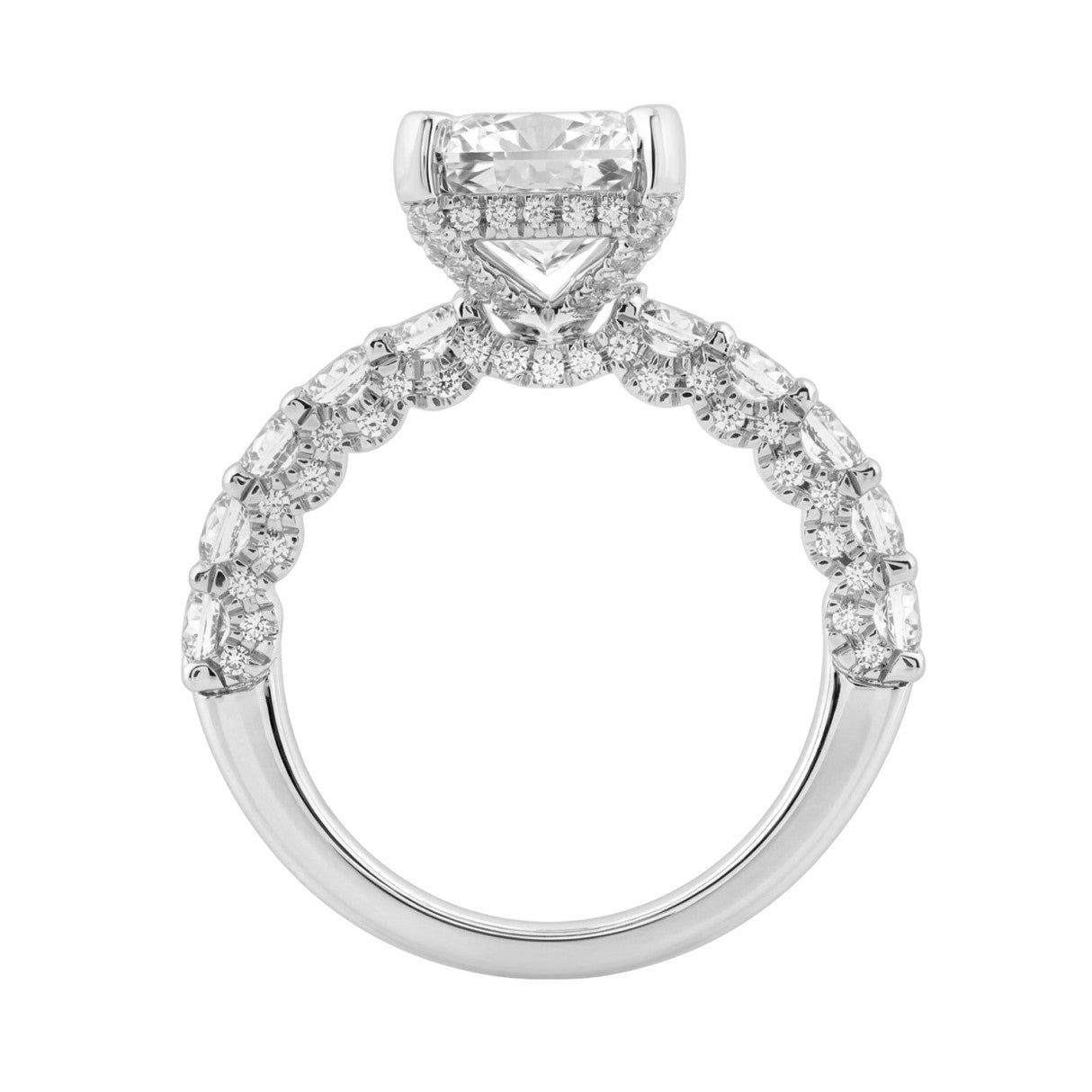 14K White Gold 5 1/2Ct Radiant Cut & Round Diamond Engagement Ring Women Bridal Wedding Ring 4Ct Radiant Center Stone (Color F-G -Clarity Vs1/Vs2)