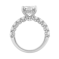 14K White Gold 5 1/2Ct Radiant Cut & Round Diamond Engagement Ring Women Bridal Wedding Ring 4Ct Radiant Center Stone (Color F-G -Clarity Vs1/Vs2)