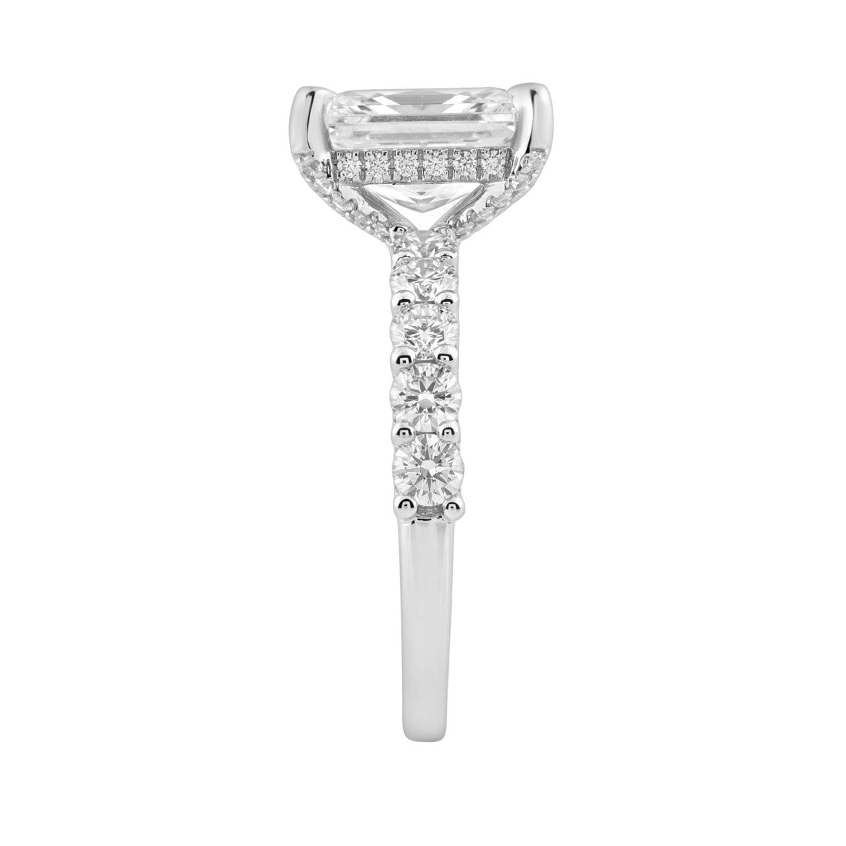 14K White Gold 5 1/2Ct Radiant Cut & Round Diamond Engagement Ring Women Bridal Wedding Ring 4Ct Radiant Center Stone (Color F-G -Clarity Vs1/Vs2)