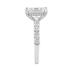 14K White Gold 5 1/2Ct Radiant Cut & Round Diamond Engagement Ring Women Bridal Wedding Ring 4Ct Radiant Center Stone (Color F-G -Clarity Vs1/Vs2)