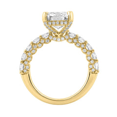 14K Yellow Gold 5 1/2Ct Radiant Cut &amp; Round Diamond Engagement Ring Women Bridal Wedding Ring 4Ct Radiant Center Stone (Color F-G -Clarity Vs1/Vs2)