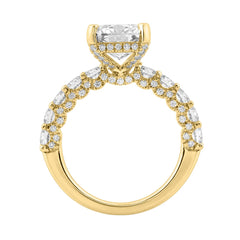 14K Yellow Gold 5 1/2Ct Radiant Cut & Round Diamond Engagement Ring Women Bridal Wedding Ring 4Ct Radiant Center Stone (Color F-G -Clarity Vs1/Vs2)