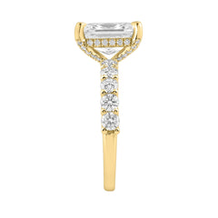 14K Yellow Gold 5 1/2Ct Radiant Cut & Round Diamond Engagement Ring Women Bridal Wedding Ring 4Ct Radiant Center Stone (Color F-G -Clarity Vs1/Vs2)