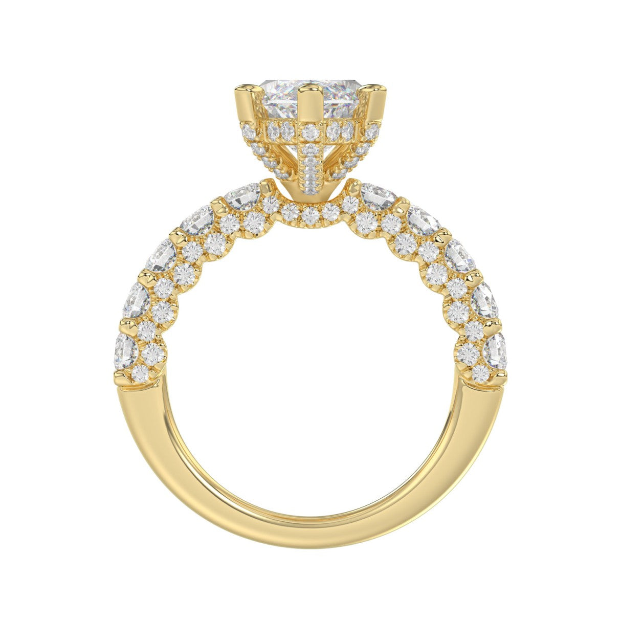 14K Yellow Gold 5 1/2Ct Marquise Cut & Round Diamond Engagement Ring Women Bridal Wedding Ring 4Ct Marquise Center Stone (Color F-G -Clarity Vs1/Vs2)