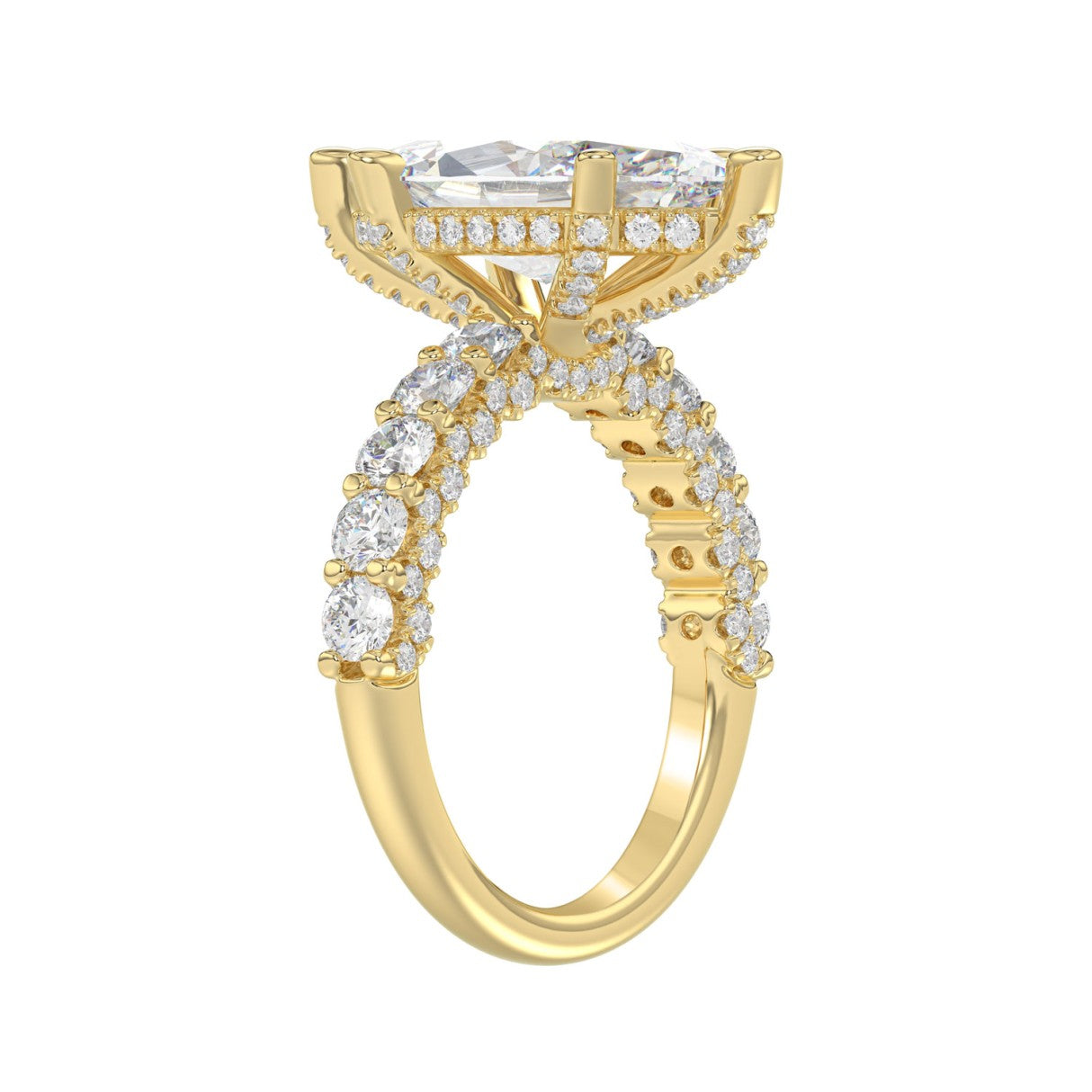14K Yellow Gold 5 1/2Ct Marquise Cut & Round Diamond Engagement Ring Women Bridal Wedding Ring 4Ct Marquise Center Stone (Color F-G -Clarity Vs1/Vs2)
