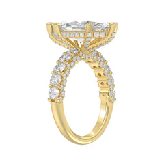 14K Yellow Gold 5 1/2Ct Marquise Cut & Round Diamond Engagement Ring Women Bridal Wedding Ring 4Ct Marquise Center Stone (Color F-G -Clarity Vs1/Vs2)