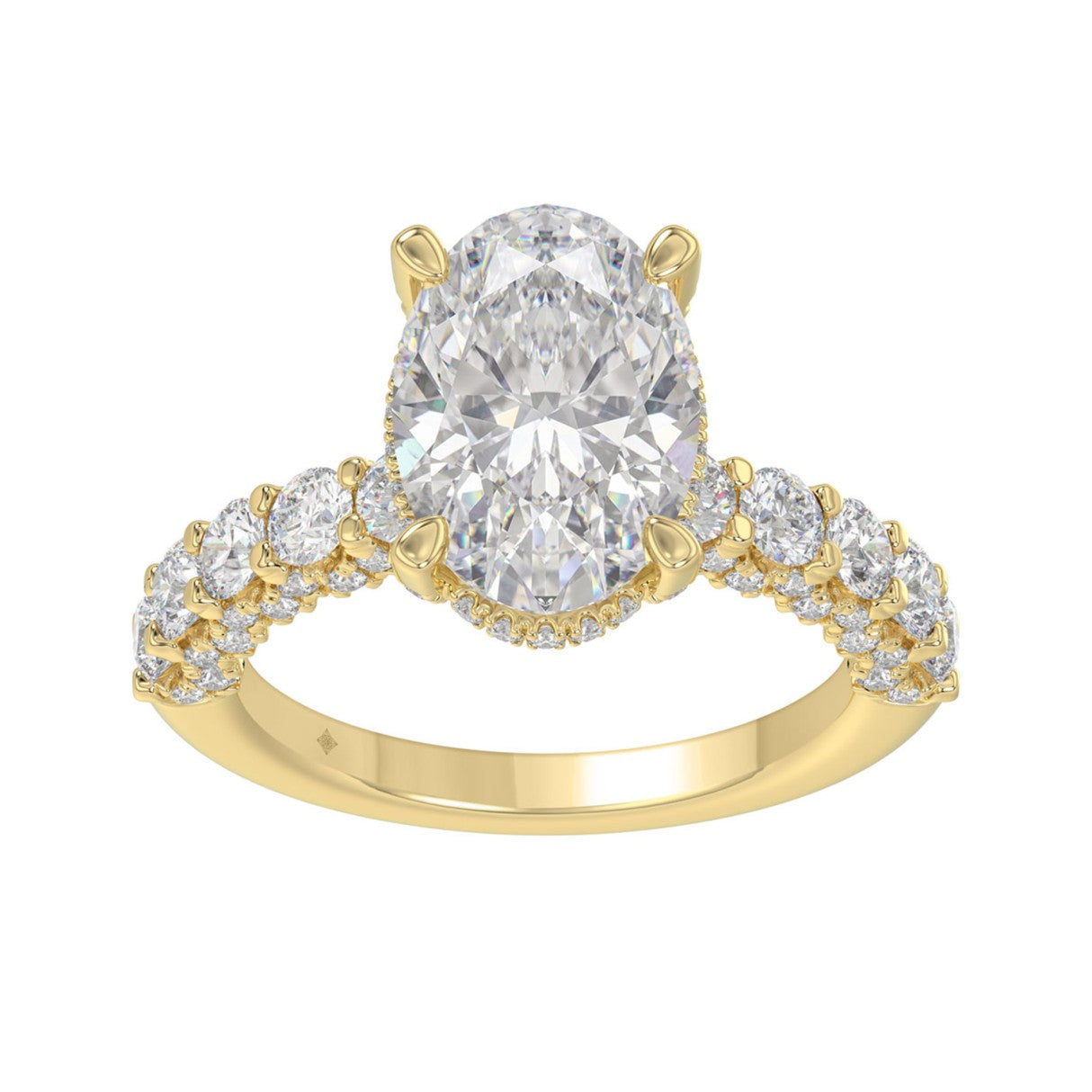 14K Yellow Gold 5 1/2Ct Oval & Round Diamond Engagement Ring Women Bridal Wedding Ring 4Ct Oval Center Stone (Color F-G -Clarity Vs1/Vs2)