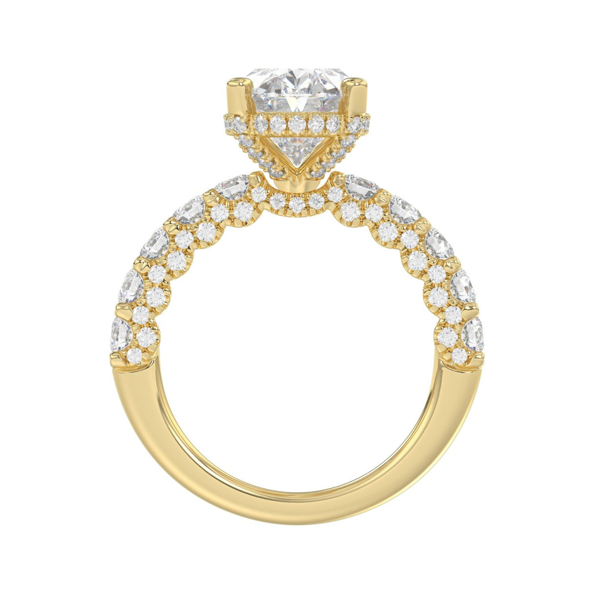 14K Yellow Gold 5 1/2Ct Oval & Round Diamond Engagement Ring Women Bridal Wedding Ring 4Ct Oval Center Stone (Color F-G -Clarity Vs1/Vs2)