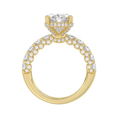 14K Yellow Gold 5 1/2Ct Oval & Round Diamond Engagement Ring Women Bridal Wedding Ring 4Ct Oval Center Stone (Color F-G -Clarity Vs1/Vs2)