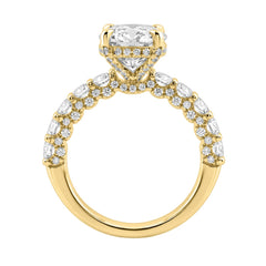 14K Yellow Gold 5 1/2Ct Oval & Round Diamond Engagement Ring Women Bridal Wedding Ring 4Ct Oval Center Stone (Color F-G -Clarity Vs1/Vs2)