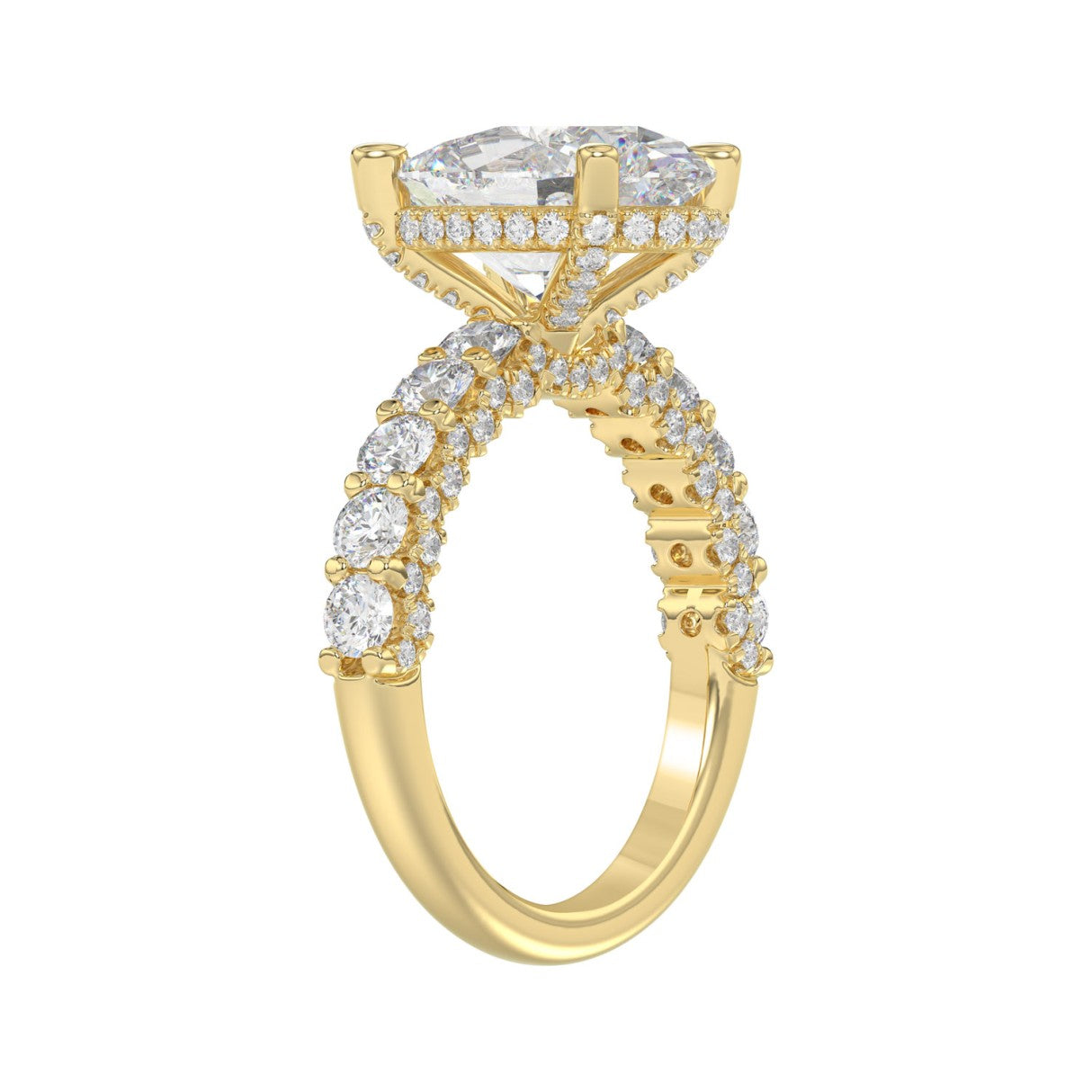 14K Yellow Gold 5 1/2Ct Oval & Round Diamond Engagement Ring Women Bridal Wedding Ring 4Ct Oval Center Stone (Color F-G -Clarity Vs1/Vs2)