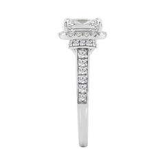 14K White Gold 2 1/2Ct Elongated Cushion Cut Diamond Halo Engagement Ring With Round Diamonds Bridal Ring For Women 2Ct Cushion Center Stone (Color F-G -Clarity Vs1/Vs2)