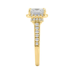 14K Yellow Gold 2 1/2Ct Elongated Cushion Cut Diamond Halo Engagement Ring With Round Diamonds Bridal Ring For Women 2Ct Cushion Center Stone (Color F-G -Clarity Vs1/Vs2)