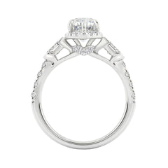 Luxury 14K White Gold 3.00 Ct Marquise, Oval And Round Diamond Halo Bridal Engagement Ring For Women 2Ct Marquise Center Stone (Color F-G -Clarity Vs1/Vs2)