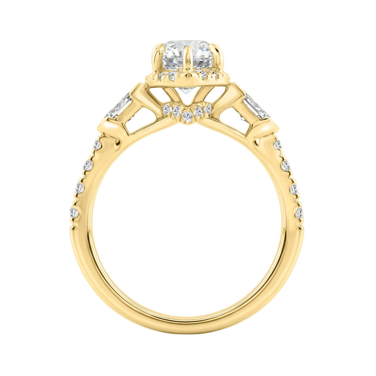 Luxury 14K Yellow Gold 3.00 Ct Marquise, Oval And Round Diamond Halo Bridal Engagement Ring For Women 2Ct Marquise Center Stone (Color F-G -Clarity Vs1/Vs2)