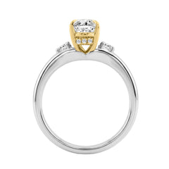 Elegance14K White/Yellow Gold Diamond Engagement Ring 2 1/4Ct Elongated Oval Center With Round Side Stones, Women Ring 2Ct  ELONGATED Oval Center Stone (Color F-G -Clarity Vs1/Vs2)