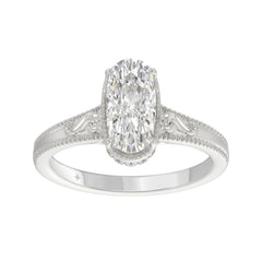 LADIES 14K White Gold 2 1/6Ct Diamond Engagement Ring Elongated Cushion Cut Center With Round Side Stones, Elegant Fine Ring 2Ct Cushion Center Stone (Color F-G -Clarity Vs1/Vs2)
