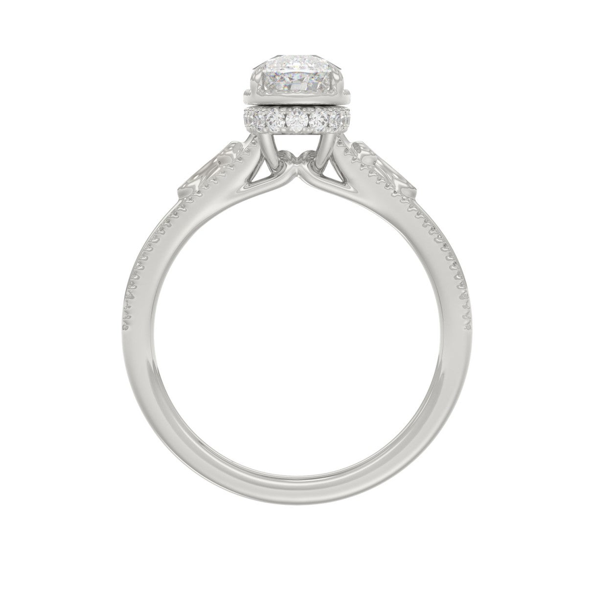 LADIES 14K White Gold 2 1/6Ct Diamond Engagement Ring Elongated Cushion Cut Center With Round Side Stones, Elegant Fine Ring 2Ct Cushion Center Stone (Color F-G -Clarity Vs1/Vs2)