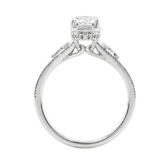 LADIES 14K White Gold 2 1/6Ct Diamond Engagement Ring Elongated Cushion Cut Center With Round Side Stones, Elegant Fine Ring 2Ct Cushion Center Stone (Color F-G -Clarity Vs1/Vs2)