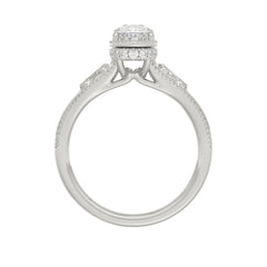 LADIES 14K White Gold 2 1/6Ct Diamond Engagement Ring Elongated Cushion Cut Center With Round Side Stones, Elegant Fine Ring 2Ct Cushion Center Stone (Color F-G -Clarity Vs1/Vs2)