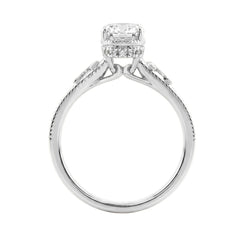LADIES 14K White Gold 2 1/6Ct Diamond Engagement Ring Elongated Cushion Cut Center With Round Side Stones, Elegant Fine Ring 2Ct Cushion Center Stone (Color F-G -Clarity Vs1/Vs2)