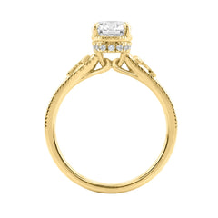 LADIES 14K Yellow Gold 2 1/6Ct Diamond Engagement Ring Elongated Cushion Cut Center With Round Side Stones, Elegant Fine Ring 2Ct Cushion Center Stone (Color F-G -Clarity Vs1/Vs2)