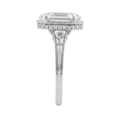LADIES 14K White Gold 2 1/6Ct Diamond Engagement Ring Elongated Oval Cut Center With Round Side Stones, Elegant Fine Ring 2Ct Oval Center Stone (Color F-G -Clarity Vs1/Vs2)