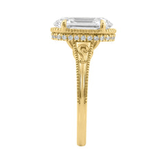 LADIES 14K Yellow Gold 2 1/6Ct Diamond Engagement Ring Elongated Oval Cut Center With Round Side Stones, Elegant Fine Ring 2Ct Oval Center Stone (Color F-G -Clarity Vs1/Vs2)
