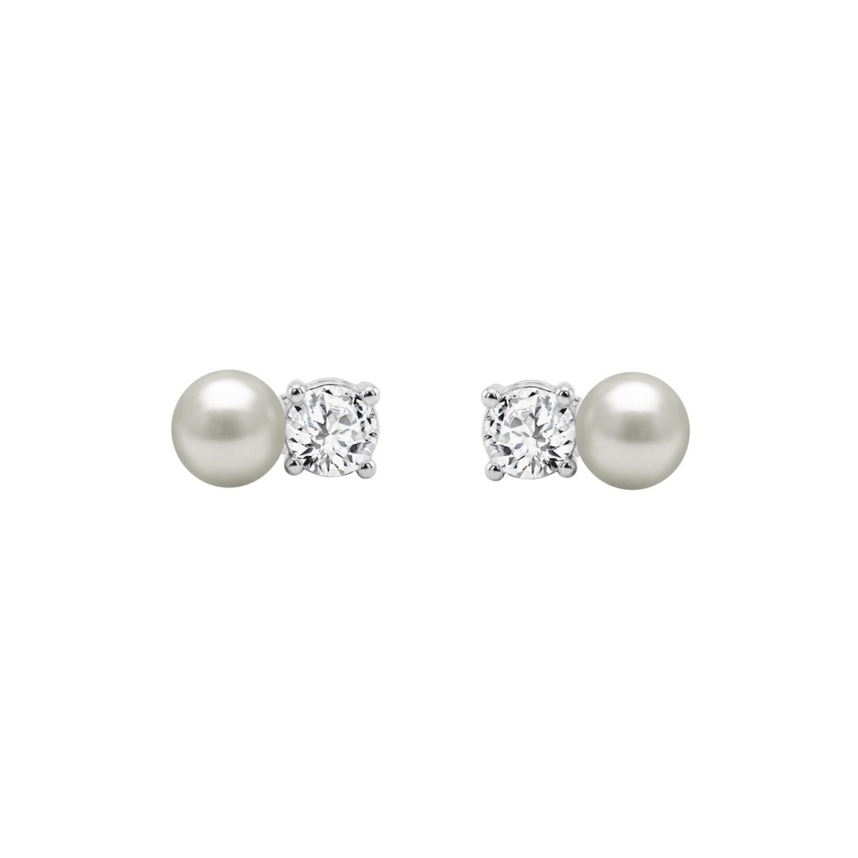 10K WHITE GOLD 1/4CT ROUND DIAMOND PEARL FASHION LADIES EARRINGS  CLASSIC FINE JEWELRY FOR HER (COLOR F-G CLARITY VS1/VS2)