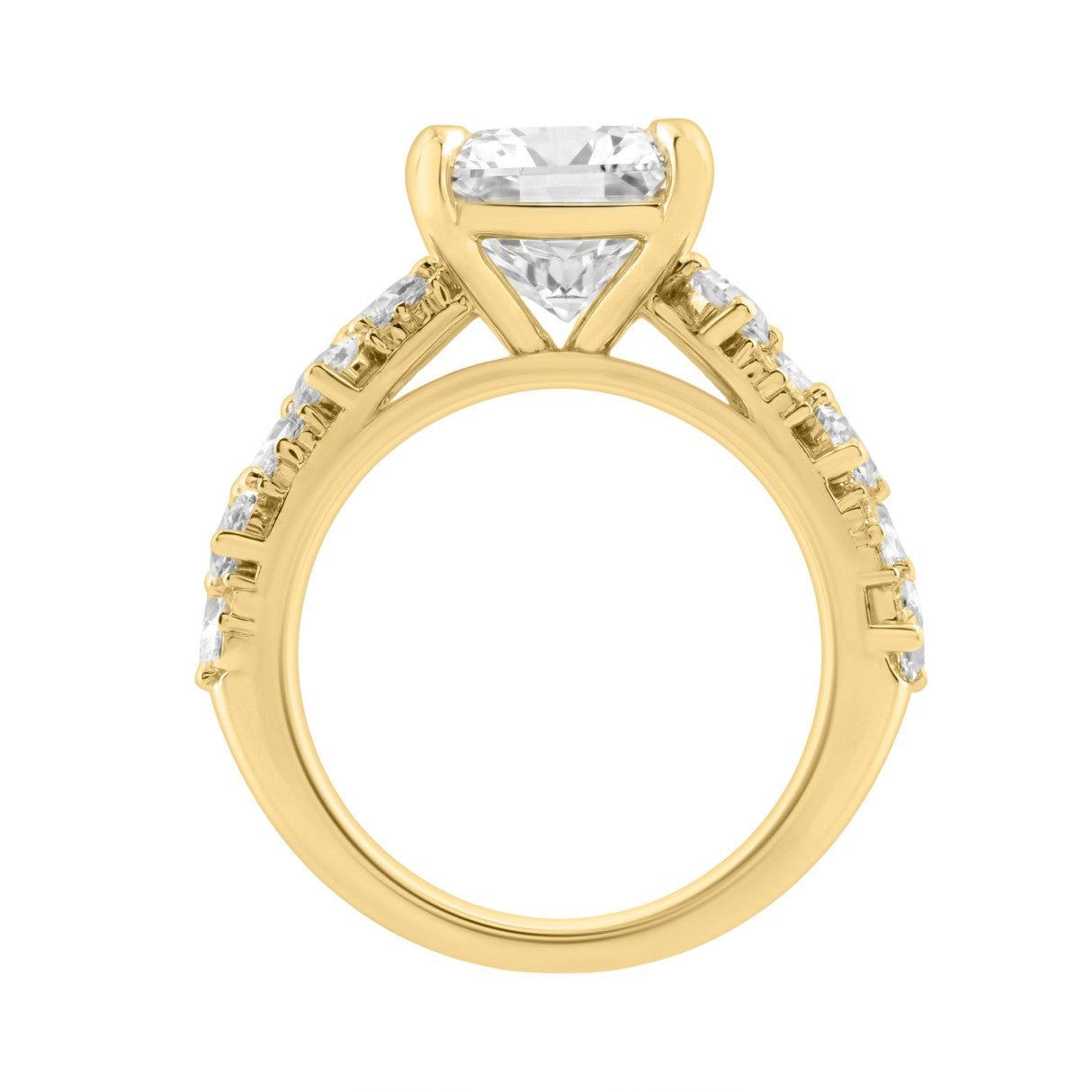 Luxury 14K Yellow Gold Diamond Ring 6 1/4Ct Radiant Center Stone With Pear & Round Diamonds, Women Fashion Engagement Ring (Color F-G -Clarity Vs1/Vs2)