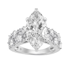 Luxury 14K White Gold Diamond Ring 6 1/4Ct Marquise Center Stone With Pear &amp; Round Diamonds, Women Fashion Engagement Ring (Color F-G -Clarity Vs1/Vs2)