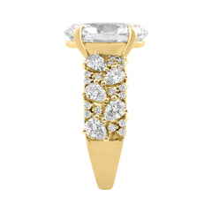 14K Yellow Gold 6 1/4Ct Diamond Engagement Ring For Women 5Ct Oval Center Stone With Pear,& Round Side Stones, Luxury Bridal Ring (Color F-G -Clarity Vs1/Vs2)