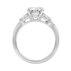 14K White Gold 3 1/2Ct Lab-Grown Diamond Engagement Ring For Women 3Ct Oval Center With Marquise &amp; Round Side Stones, Elegant Bridal Ring (Color F-G -Clarity Vs1/Vs2)