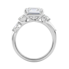 Luxury 14K White Gold 5 1/2Ct Lab-Grown Diamond Ring 5Ct Emerald Center With Marquise &amp; Round Side Stones For Women Engagement Ring (Color F-G -Clarity Vs1/Vs2)