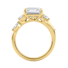 Luxury 14K Yellow Gold 5 1/2Ct Lab-Grown Diamond Ring 5Ct Emerald Center With Marquise & Round Side Stones For Women Engagement Ring (Color F-G -Clarity Vs1/Vs2)