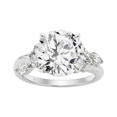 14K White Gold 5 1/2Ct Lab-Grown Diamond Engagement Ring For Women 5Ct Round Center Stone With Marquise Side Stones, Luxury Bridal Ring (Color F-G -Clarity Vs1/Vs2)