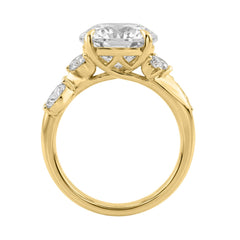 14K Yellow Gold 5 1/2Ct Lab-Grown Diamond Engagement Ring For Women 5Ct Round Center Stone With Marquise Side Stones, Luxury Bridal Ring (Color F-G -Clarity Vs1/Vs2)