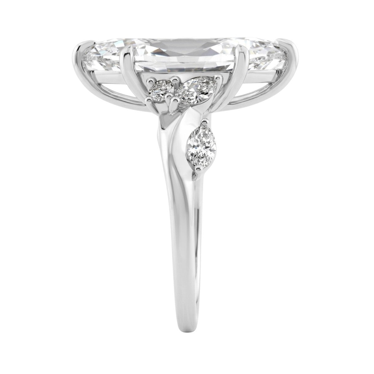 14K White Gold 5 1/2Ct Lab-Grown Diamond Engagement Ring For Women 5Ct Marquise Center Stone With Round Side Stones, Luxury Bridal Ring (Color F-G -Clarity Vs1/Vs2)