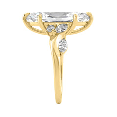 14K Yellow Gold 5 1/2Ct Lab-Grown Diamond Engagement Ring For Women 5Ct Marquise Center Stone With Round Side Stones, Luxury Bridal Ring (Color F-G -Clarity Vs1/Vs2)