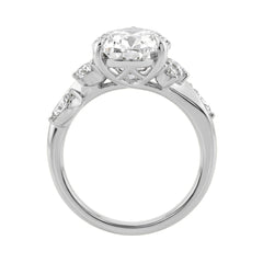 14K White Gold 5 1/2Ct Lab-Grown Diamond Engagement Ring For Women 5Ct Pear Center Stone With Marquise/Round Side Stones, Luxury Bridal Ring (Color F-G -Clarity Vs1/Vs2)