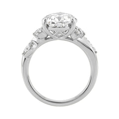 14K White Gold 5 1/2Ct Lab-Grown Diamond Engagement Ring For Women 5Ct Pear Center Stone With Marquise/Round Side Stones, Luxury Bridal Ring (Color F-G -Clarity Vs1/Vs2)
