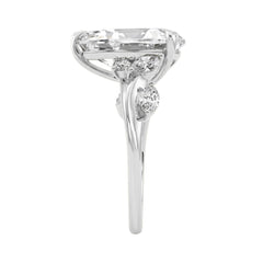 14K White Gold 5 1/2Ct Lab-Grown Diamond Engagement Ring For Women 5Ct Pear Center Stone With Marquise/Round Side Stones, Luxury Bridal Ring (Color F-G -Clarity Vs1/Vs2)