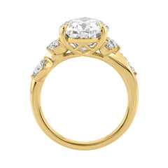 14K Yellow Gold 5 1/2Ct Lab-Grown Diamond Engagement Ring For Women 5Ct Pear Center Stone With Marquise/Round Side Stones, Luxury Bridal Ring (Color F-G -Clarity Vs1/Vs2)